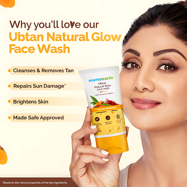 Ubtan Natural Glow Face Wash with Turmeric & Saffron for Tan Removal